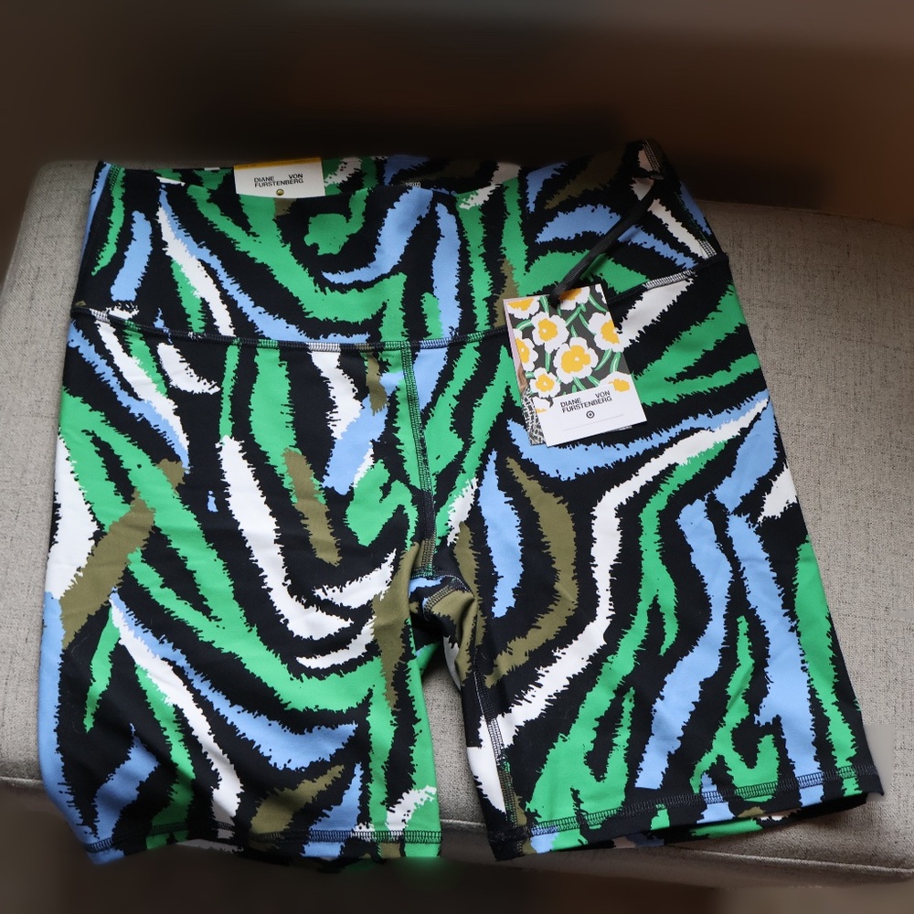 Diane Von Furstenberg for Target DVF Disco Zebra Print Bike Shorts Womens L